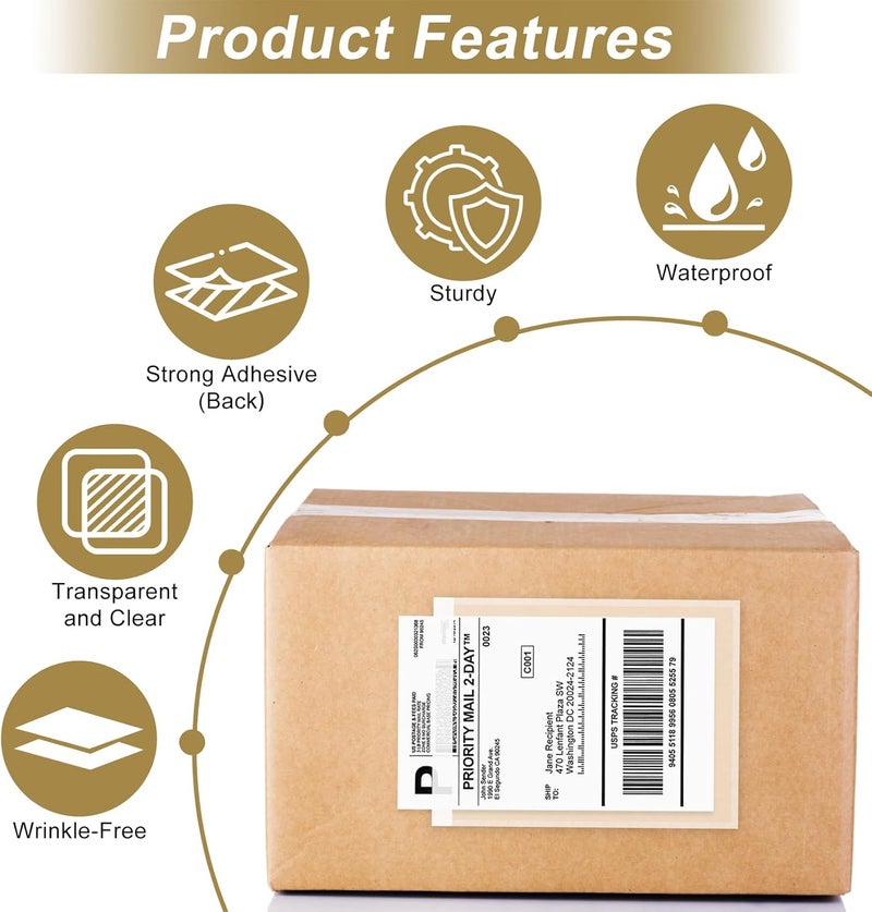 AZUREAL 100PCS Shipping Label Sleeves, 7.5" x 5.5" Packing Slip Pouches, Packing List Envelopes/Shipping Label Envelopes for Mailing, Packing List, Packaging, Protective Documents - Image 4